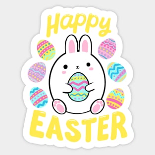 Happy Easter cute Easter Bunny holding an egg Sticker